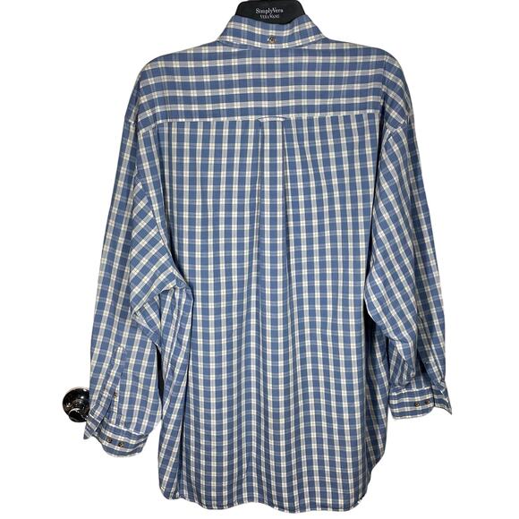 Nordstrom Button Down Shirt Blue White Checkered 100% Cotton Mens Size Large - Picture 2 of 5